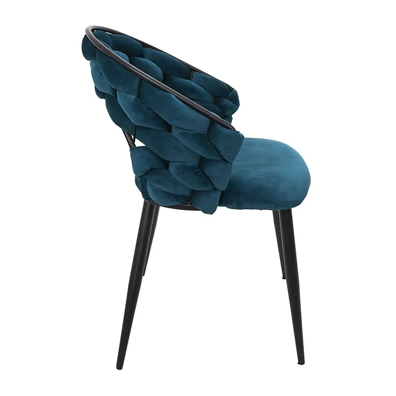 Fauteuil Velours Sawyer Bleu canard - 62x54x183cm-3