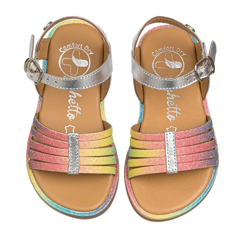 Sandales à brides Arc-en-Ciel Cuir - Argenté-4
