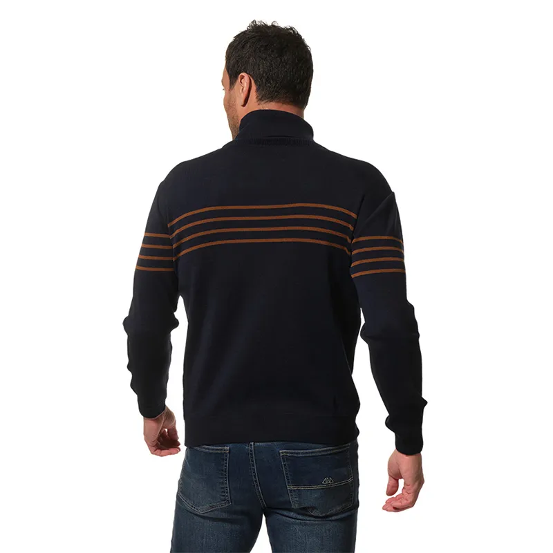 Pull Col roulé Homme - Marine/Ambre-1
