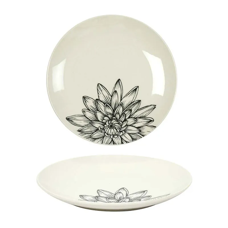 6 Assiettes dessert Porcelaine Cottage Gris - ø20cm-2