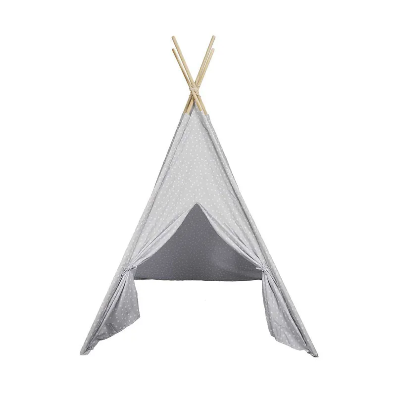 Tipi Gris Taupe/Blanc/Bois - 120x120x160cm-3