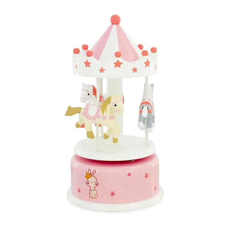 Boîte à musique Carrousel Rose - 10x22cm-0