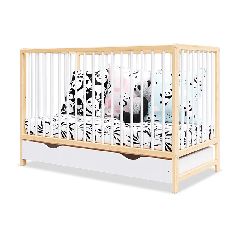 Lit Bébé évolutif + tiroir Mathis Bois/Blanc - 60x120cm-3