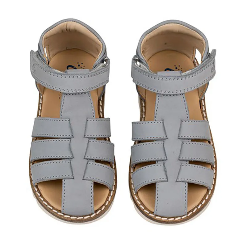 Sandales semi-ouvertes Enrico Cuir - Gris-4