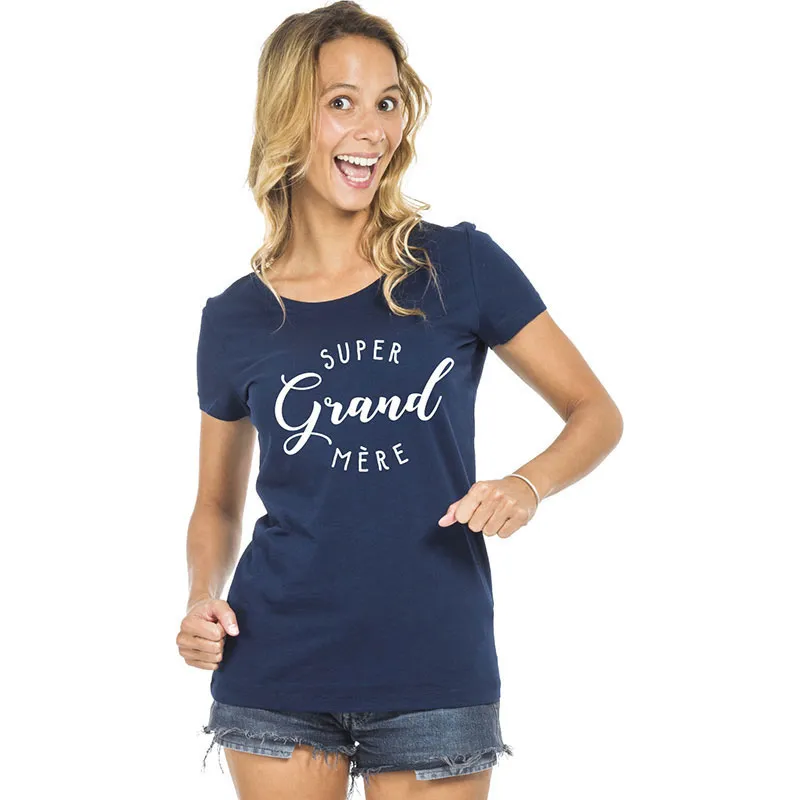 T-shirt Femme Super grand mère BIO - Navy-0