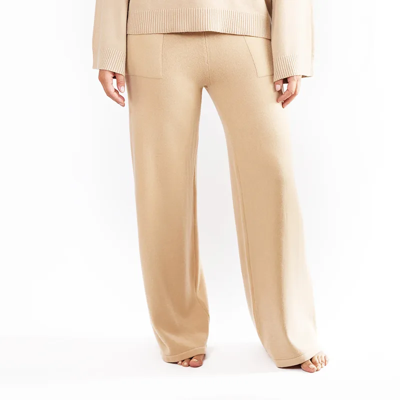 Pantalon en maille chaud Peryne - Camel -0