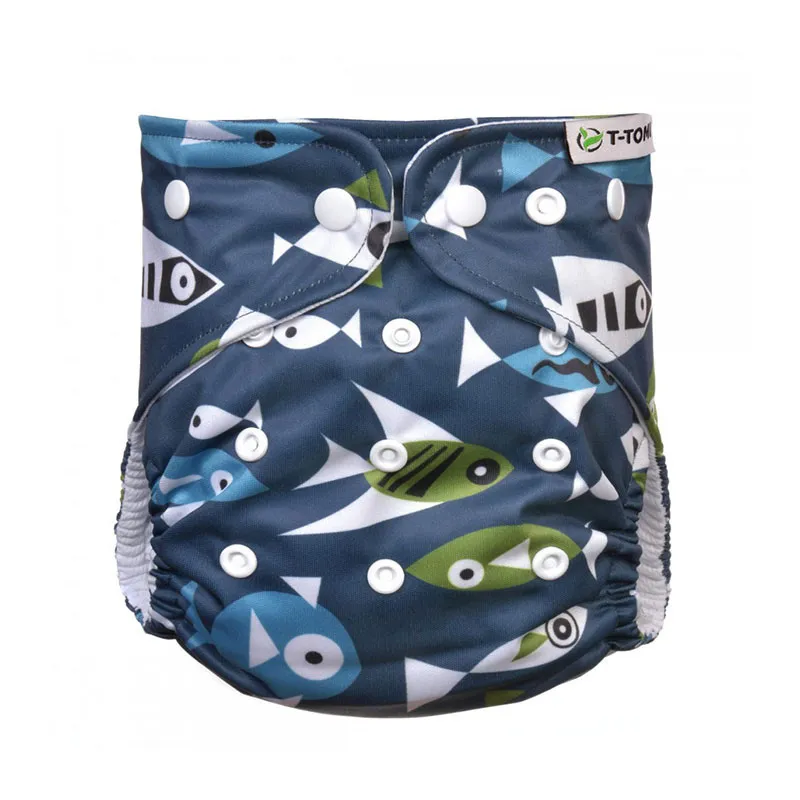 Couche lavable TE1 pressions+Insert 3-15kg - Poisson-1