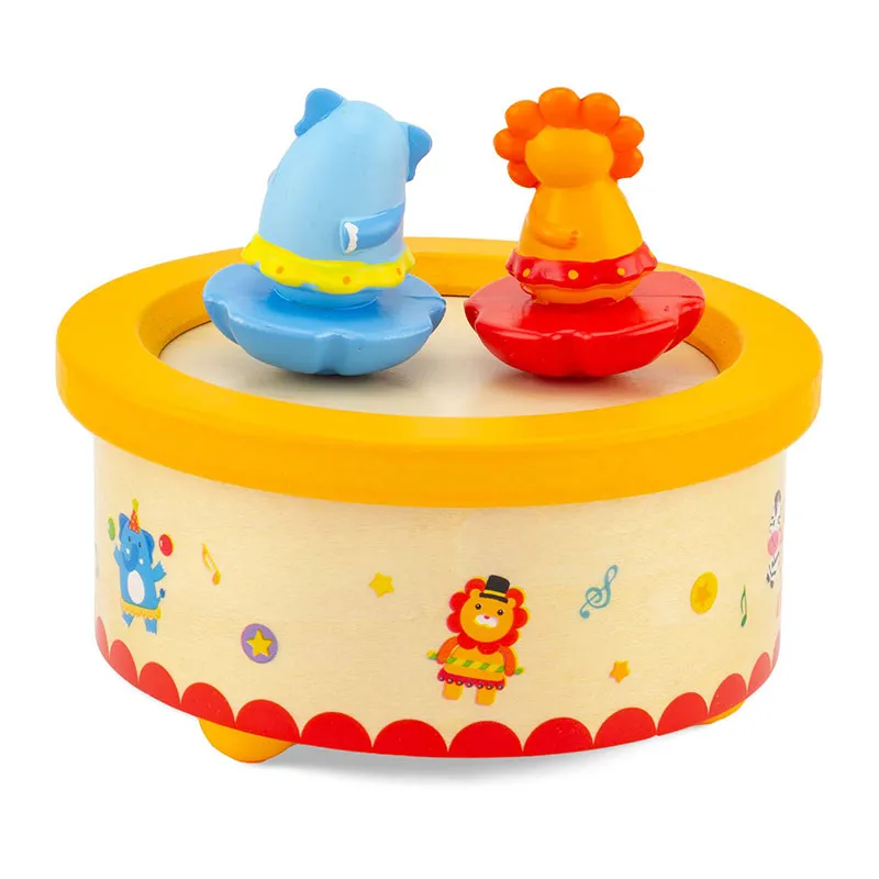 Boîte à musique Lion & Éléphant - 12x12cm-2
