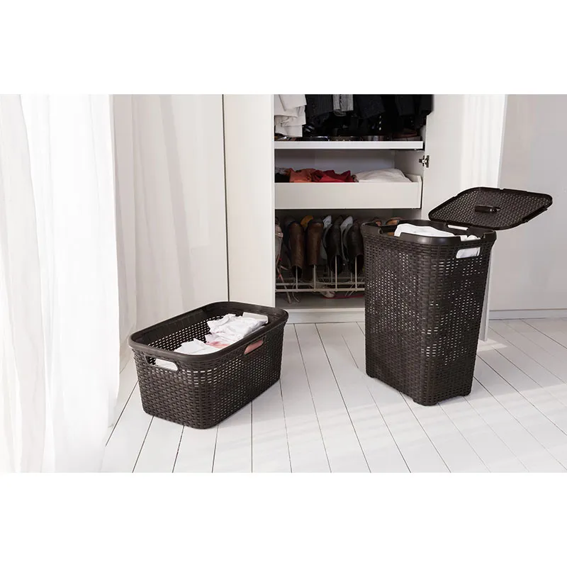Coffre à linge tressé Chocolat - 60L-3