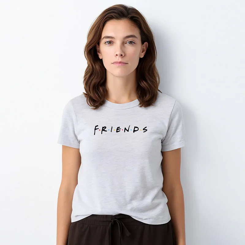 T-shirt BIO Femme Friends logo Black - Gris chiné-0