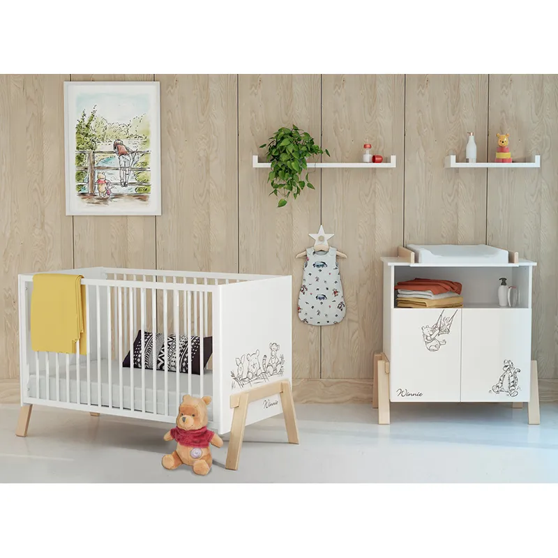 Lit Bébé Canaille Winnie Blanc/Bois - 60x120cm-1