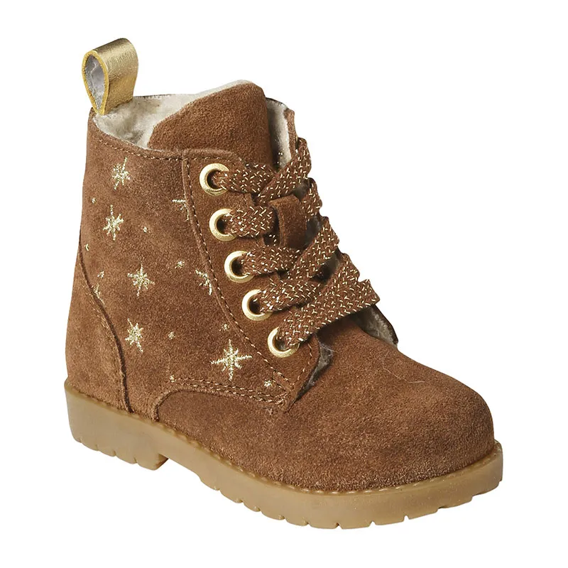 Boots cuir étoiles - Camel-0