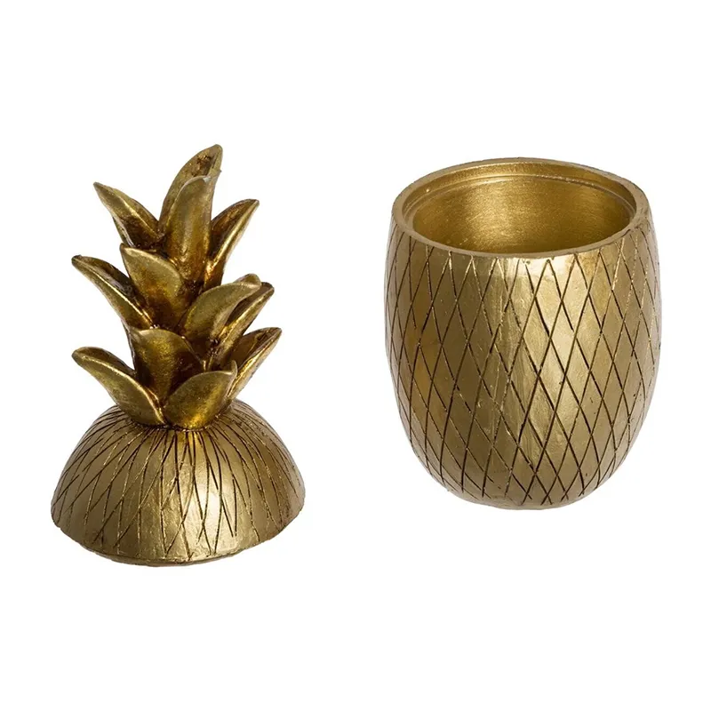 Boîte ananas Living H.23 cm résine - Doré-2