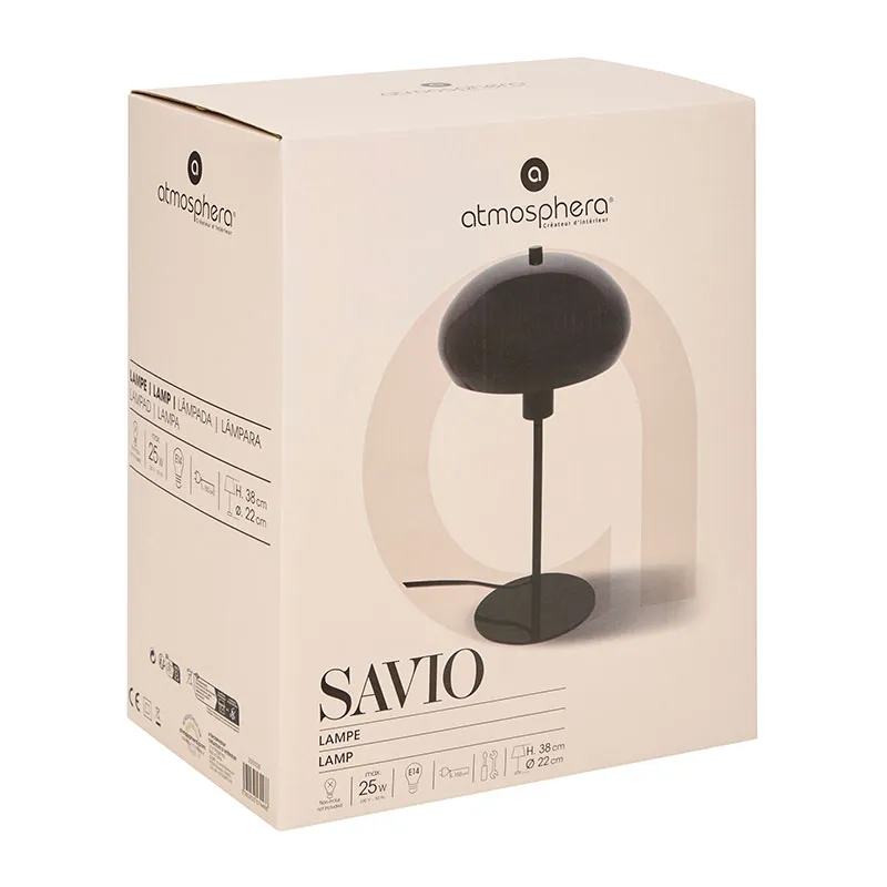 Lampe à poser Champignon Savio Métal Noir - ø22x38cm-5