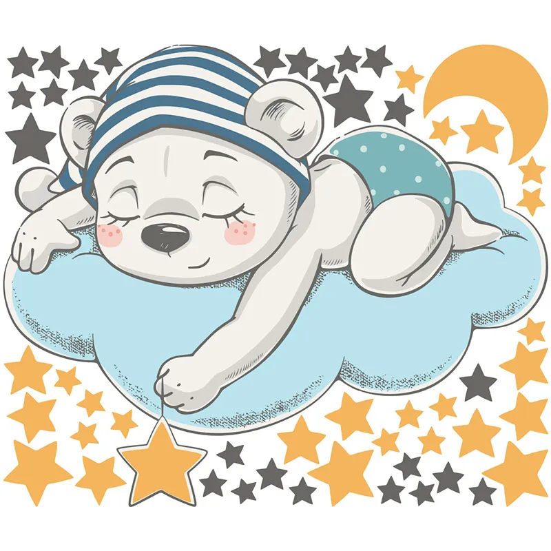 Stickers - Ourson rêveur + 50 étoiles-2
