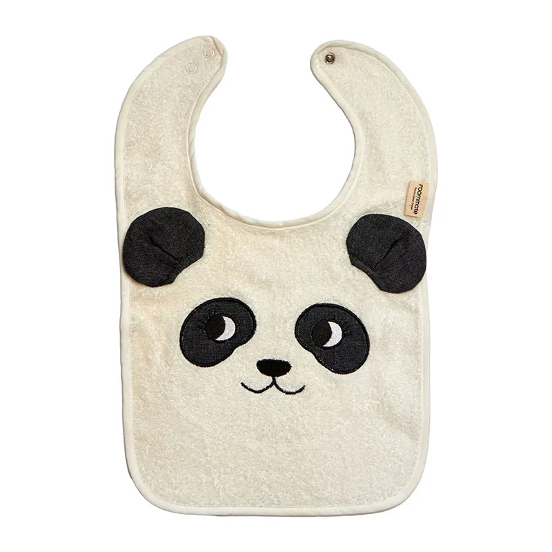 Bavoir Coton à pression Panda - Ecru-0