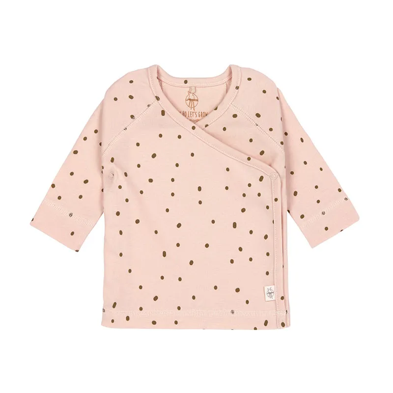 T-Shirt Kimono Coton BIO - Pointillés Rose poudré-0