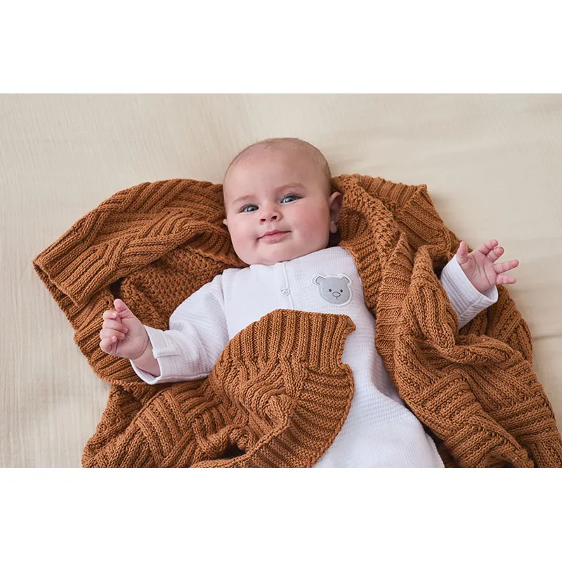 Couverture tricot Sweet Caramel M&M - 75x100cm-2