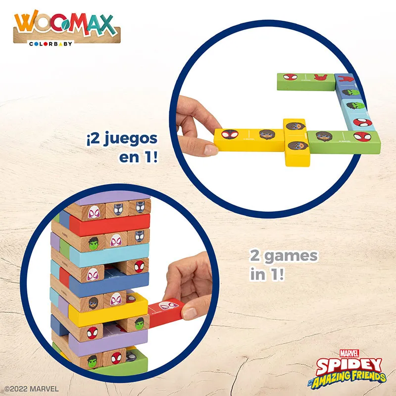 Jeu de construction/Dominos Spidey 2en1 52pcs Bois - 4+-2