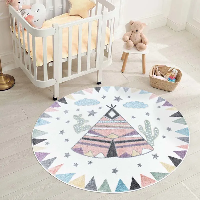 Tapis rond Anime Tipi Crème - ø120cm-0