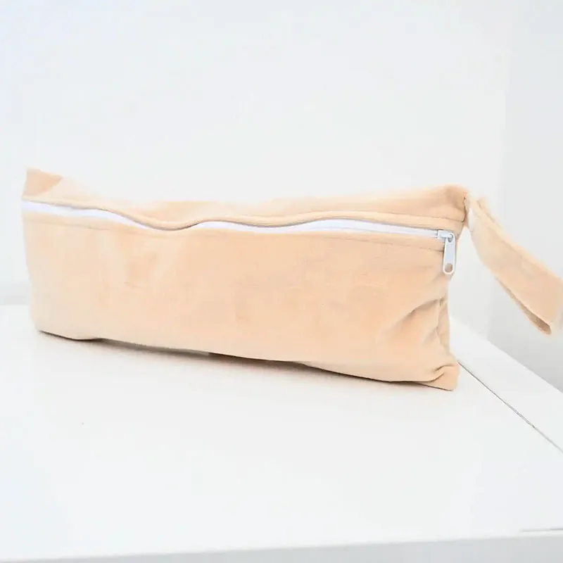 2 Petites pochettes de rangement bébé - Minky lin et noir-1