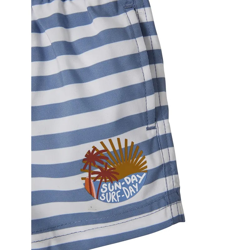 Short de bain rayé - Bleu-3