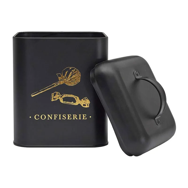 Boîte Métal Noir Confiserie - 14x14x22cm-0