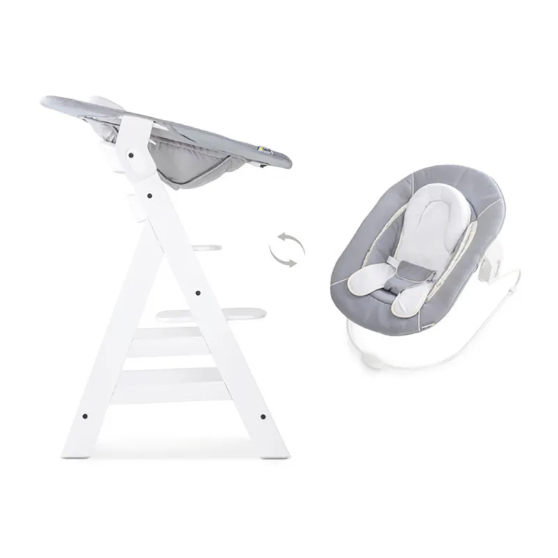 Chaise haute Alpha+ Naturel + Transat Alpha Bouncer 2en1 Gris + Tablette Naturel + Coussin Deluxe Space - 0m+-31