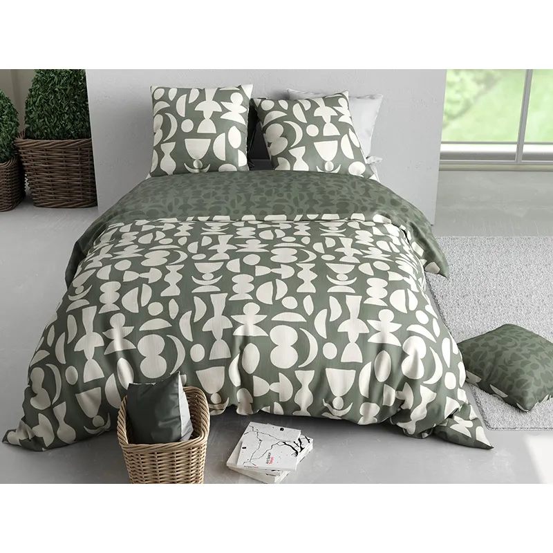 Parure 3pcs Coton Lune Vert-1