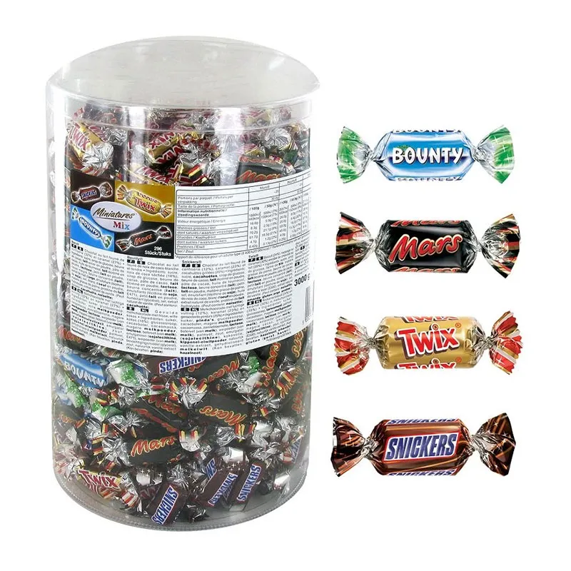 Tubo Miniatures Twix/Bounty/Snickers/Mars 296pcs - 3kg-0