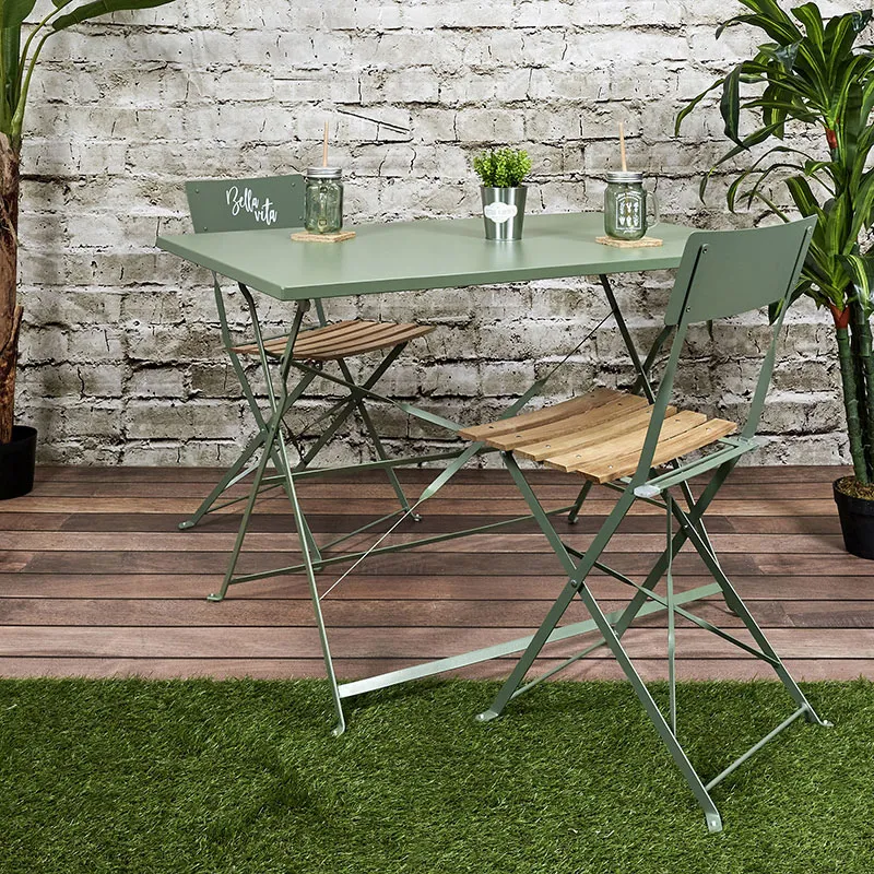 2 Chaises pliantes Bella Vita Kaki - 42x48x81cm-1