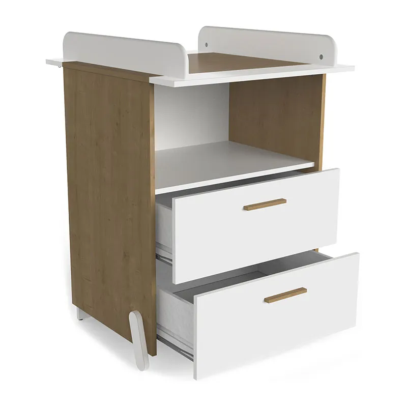 Chambre Duo Lit Bébé Naili + Commode à langer avec plan 2 tiroirs - 60x120cm-8