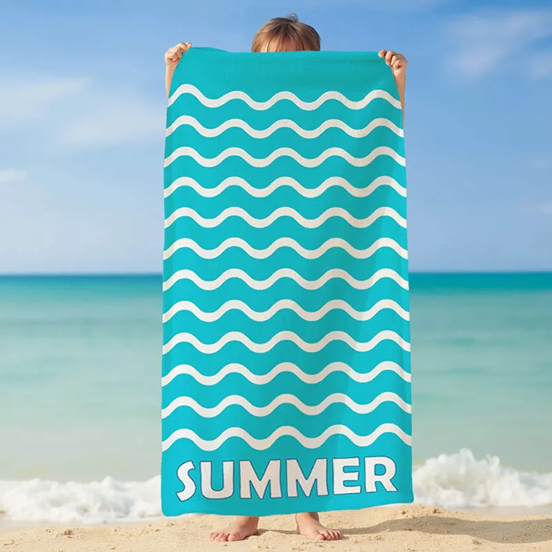 Serviette de plage Vague-Pop Bleu - 75x150cm-3