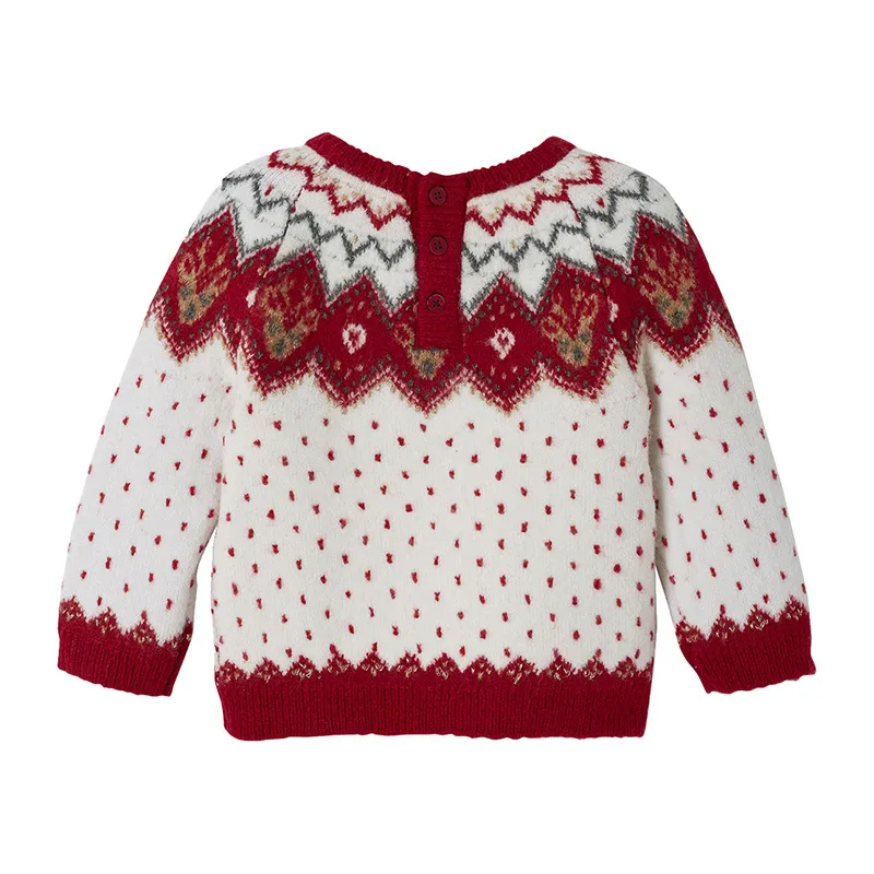 Pull de noël Jacquard molleton - Rouge/Écru-1