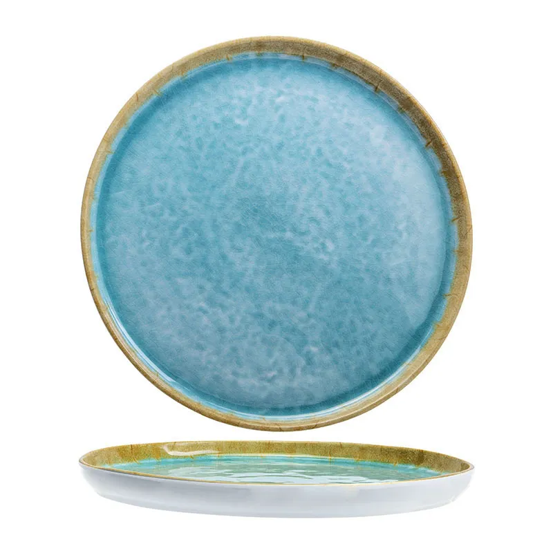 6 Assiettes à dessert Laguna Blanc/Bleu - Ø21,5cm - COSY&TRENDY-1