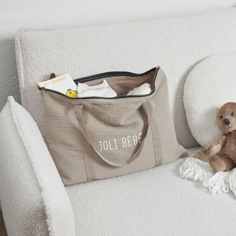 Tot bag zipper Jolie bébé Coton Beige - 50cm-1