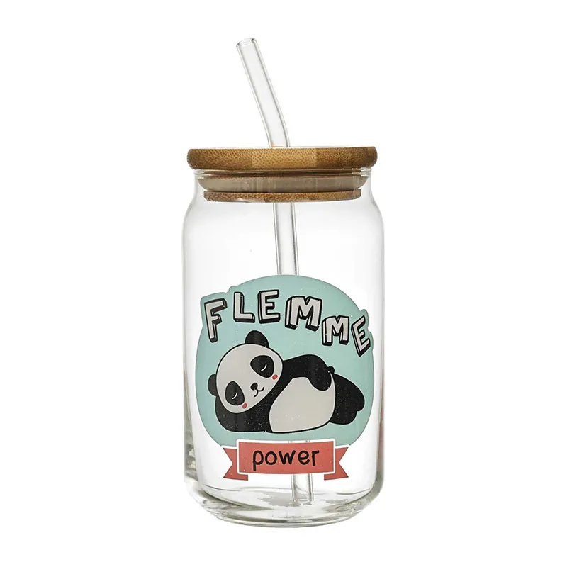 Verre + Couvercle Bambou Kawaii Aléat. - 45cl-5