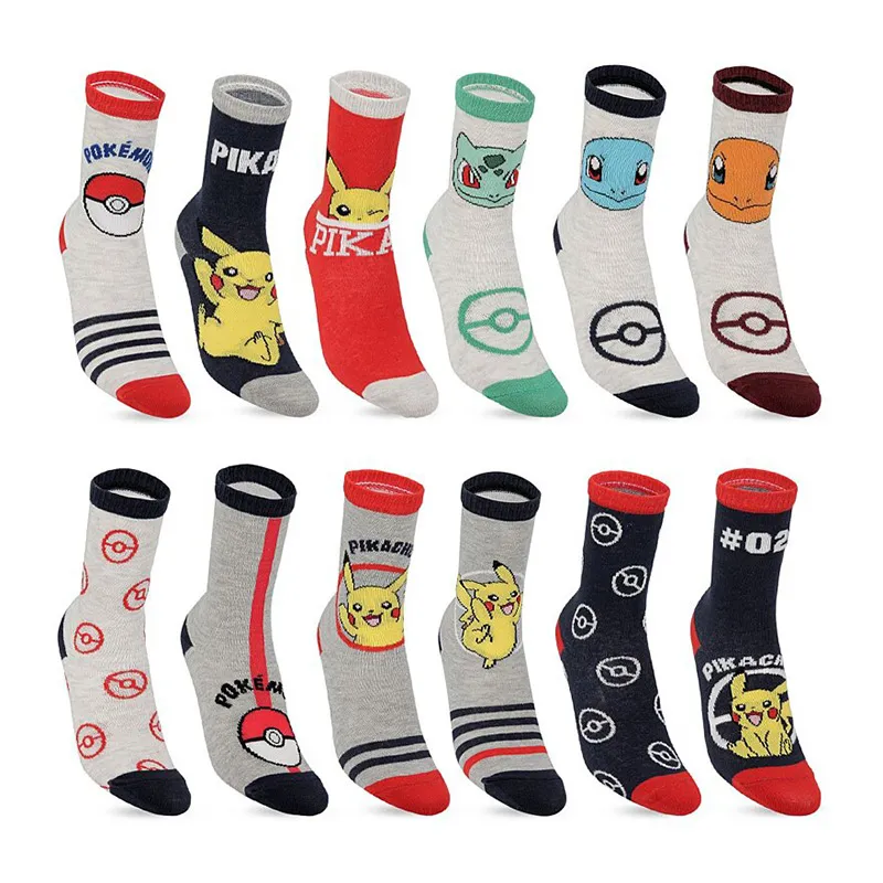 12 paires de Chaussettes Garçon Pokemon - Rouge/Jaune/Gris/Bleu/Blanc-0