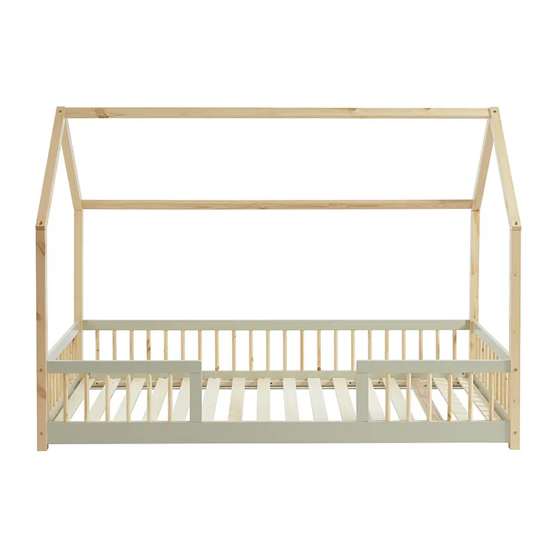 Lit cabane avec barrières Tiny Bois - 90x190cm-1