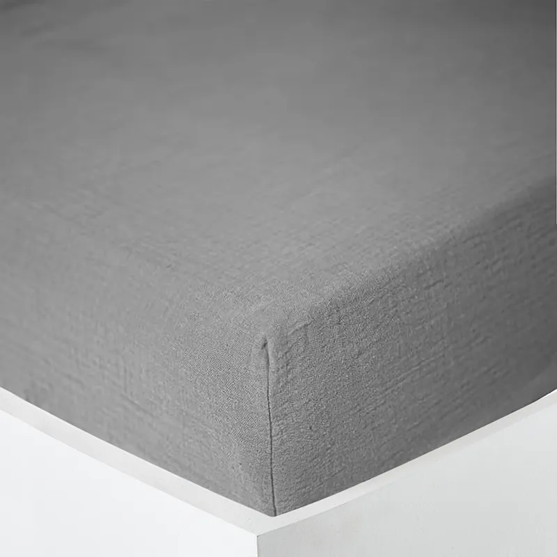 Drap-Housse Gaze de coton Noah Bonnet 30cm Ardoise enfant-1