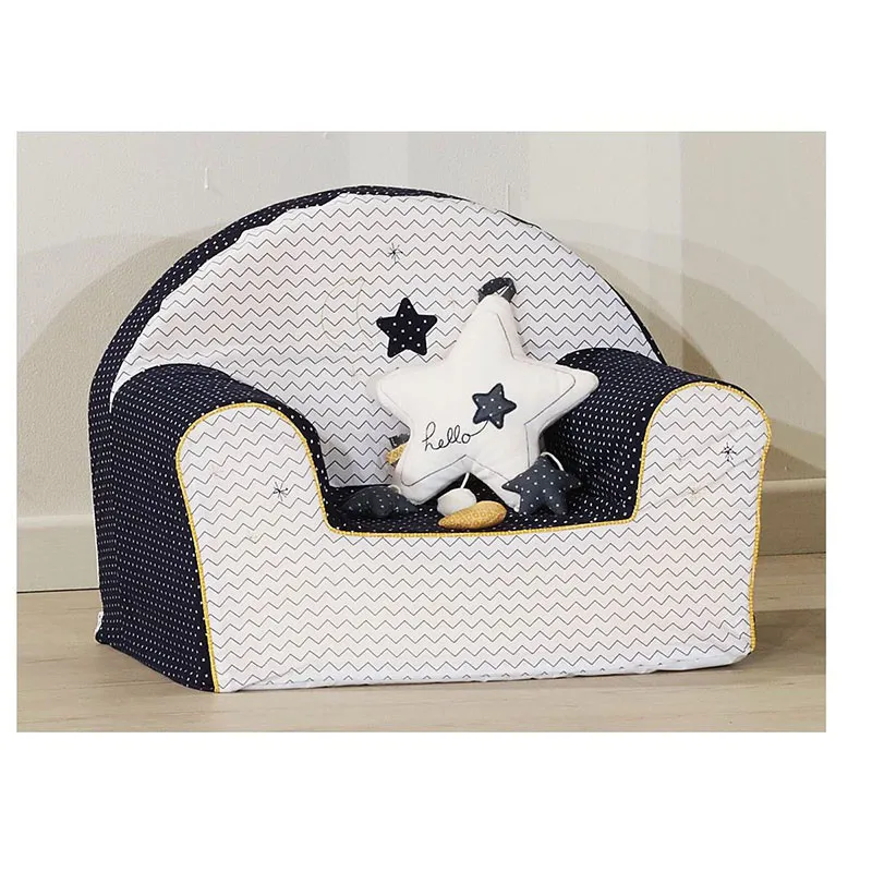 Fauteuil club Hello Bleu/Blanc - 41x50x42cm-1