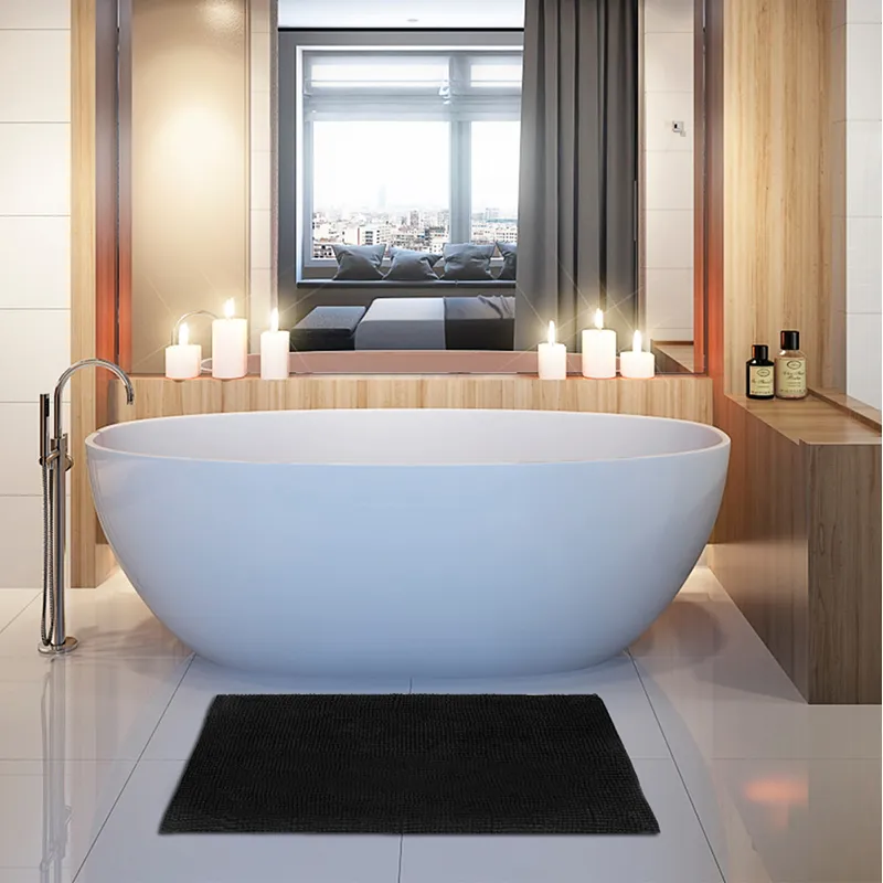 Tapis de bain Chenille Noir - 50x80cm-3
