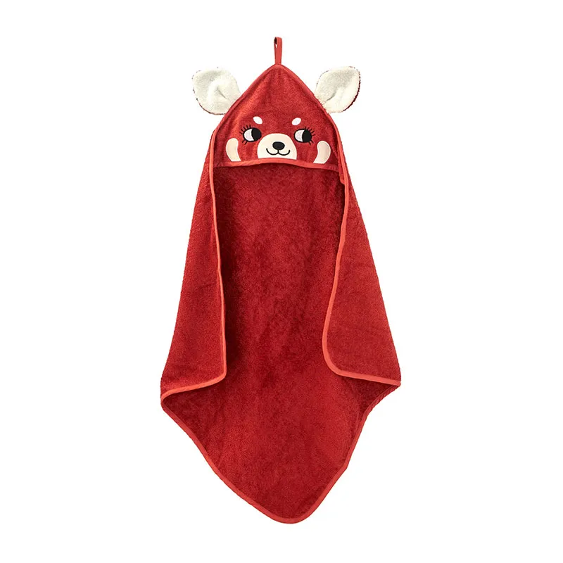 Cape de bain Coton BIO Panda Rouge Coton - 75cm-2