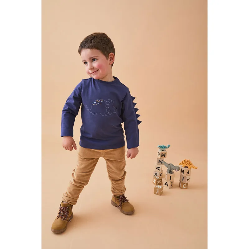 T-shirt ML Dinos - Bleu marine-3