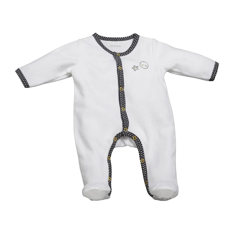 Pyjama velours blanc/gris Babyfan-0