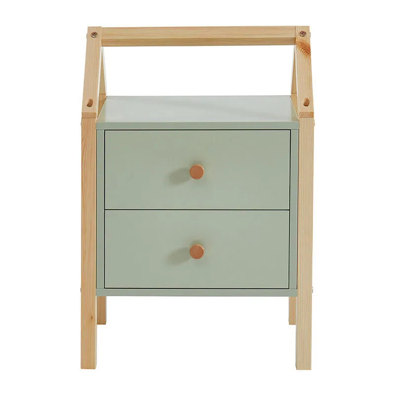 Table de chevet Tiny Bois/Vert - 46x30x67cm-3