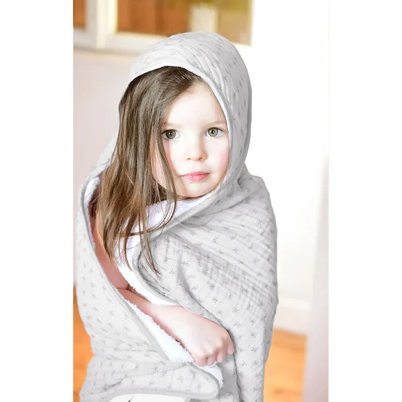 Cape de Bain Bébé Bio Gris - 80x80cm-1