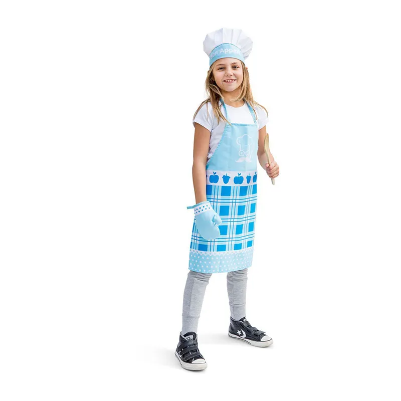Tablier toque + Gant de cuisine Bleu - 36m+-4