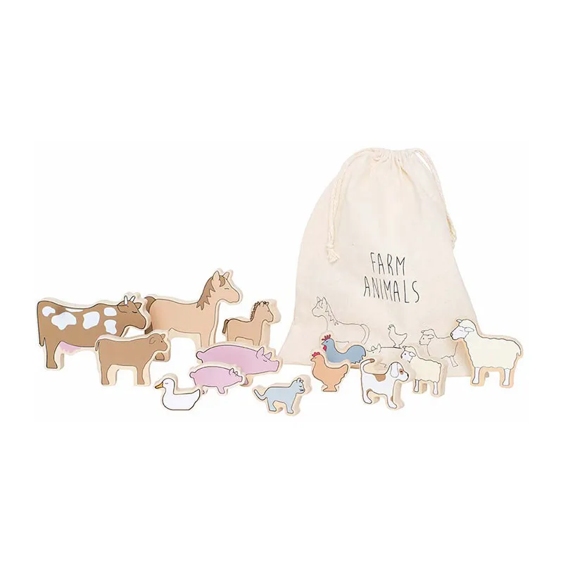 Animaux de la ferme Bois - 13pcs-0