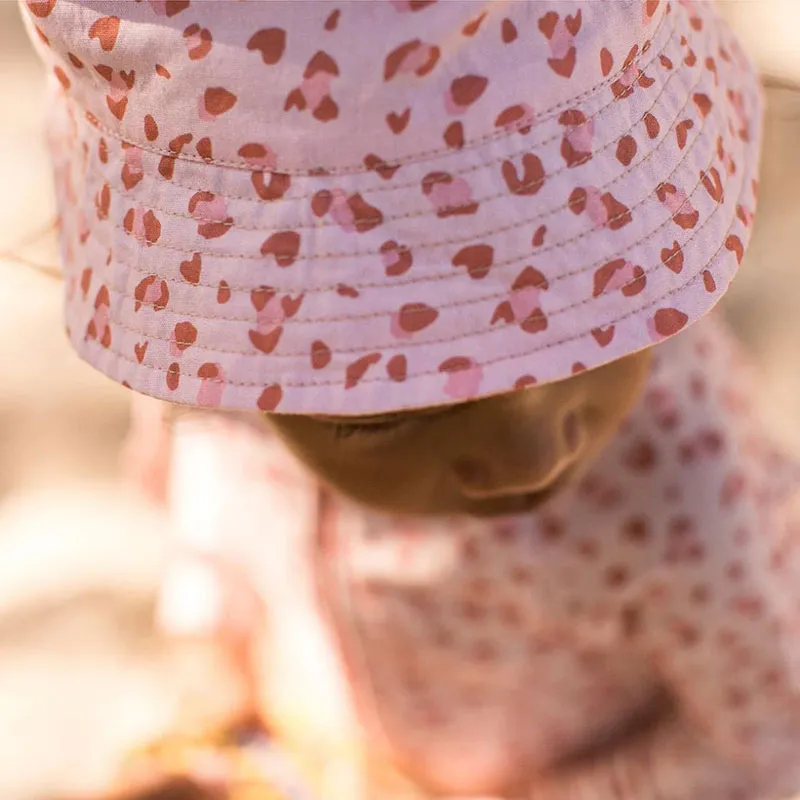 Chapeau Anti-UV Coton Léopard - Vieux Rose-2